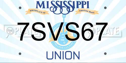 7SVS67 Mississippi License Plate