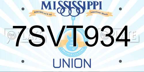 7SVT934 Mississippi License Plate