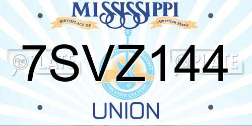 7SVZ144 Mississippi License Plate