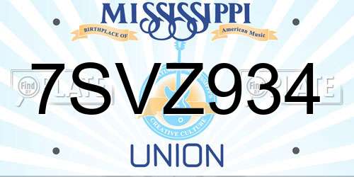 7SVZ934 Mississippi License Plate
