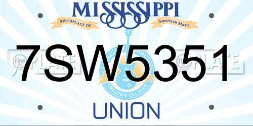 7SW5351 Mississippi License Plate