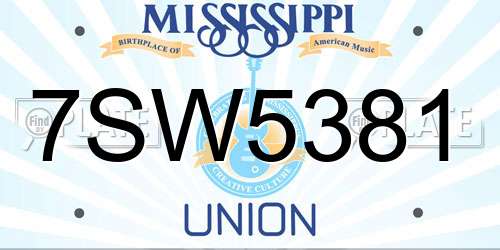 7SW5381 Mississippi License Plate