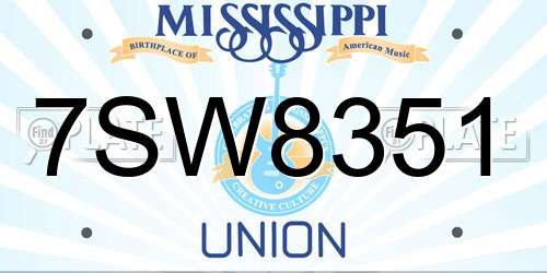 7SW8351 Mississippi License Plate