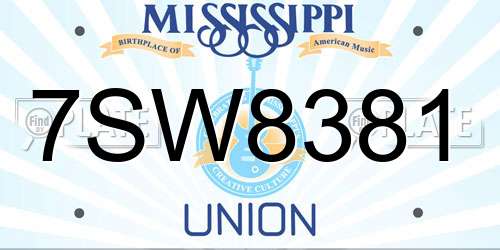 7SW8381 Mississippi License Plate