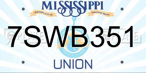 7SWB351 Mississippi License Plate