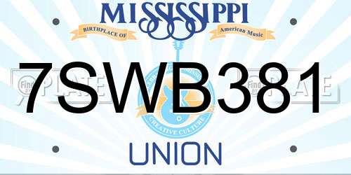 7SWB381 Mississippi License Plate