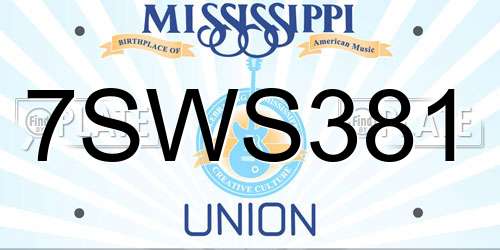 7SWS381 Mississippi License Plate