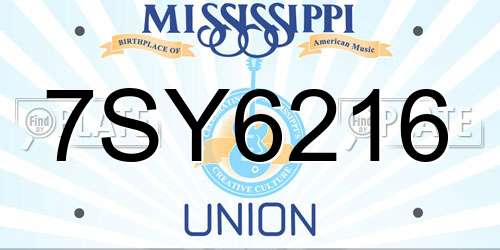 7SY6216 Mississippi License Plate