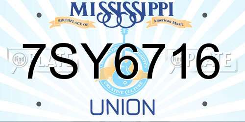 7SY6716 Mississippi License Plate