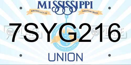7SYG216 Mississippi License Plate