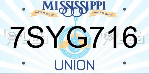 7SYG716 Mississippi License Plate