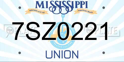 7SZ0221 Mississippi License Plate