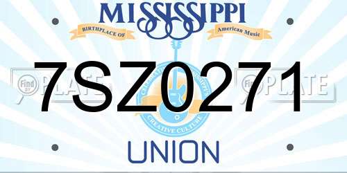 7SZ0271 Mississippi License Plate