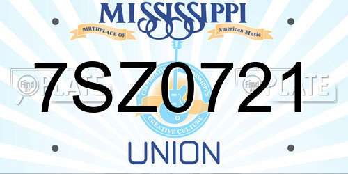 7SZ0721 Mississippi License Plate