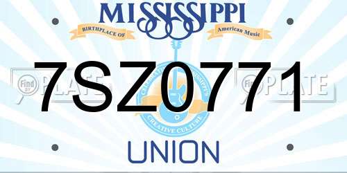 7SZ0771 Mississippi License Plate