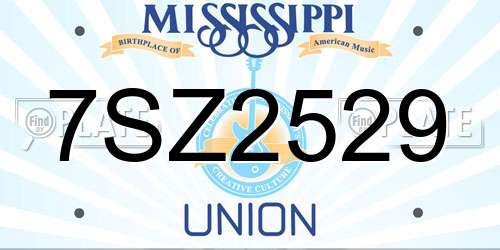 7SZ2529 Mississippi License Plate
