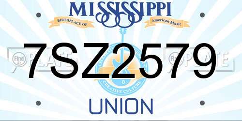 7SZ2579 Mississippi License Plate