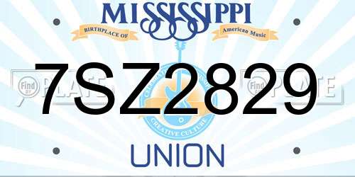 7SZ2829 Mississippi License Plate
