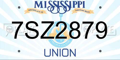 7SZ2879 Mississippi License Plate