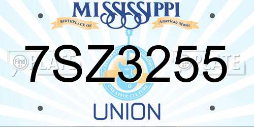 7SZ3255 Mississippi License Plate