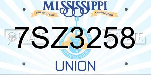 7SZ3258 Mississippi License Plate