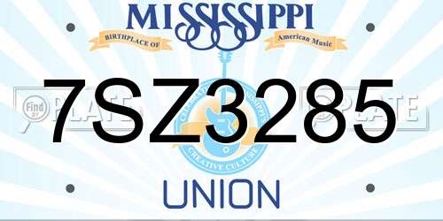 7SZ3285 Mississippi License Plate