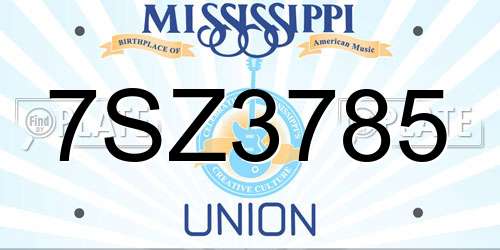 7SZ3785 Mississippi License Plate
