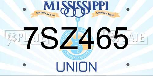 7SZ465 Mississippi License Plate