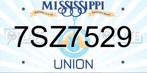 7SZ7529 Mississippi License Plate