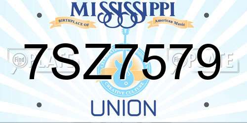 7SZ7579 Mississippi License Plate
