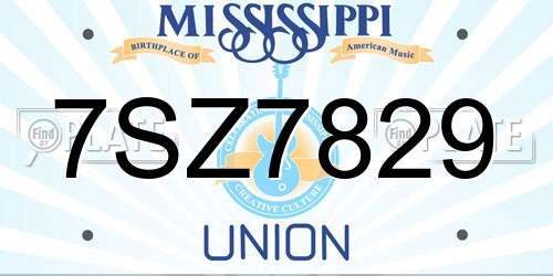 7SZ7829 Mississippi License Plate