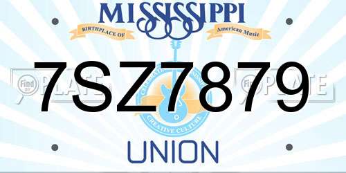 7SZ7879 Mississippi License Plate