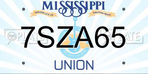7SZA65 Mississippi License Plate