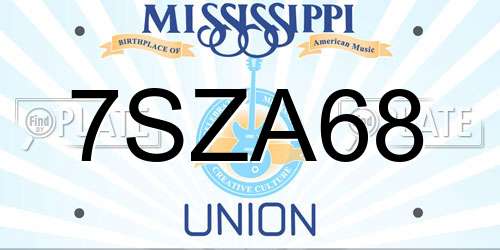 7SZA68 Mississippi License Plate