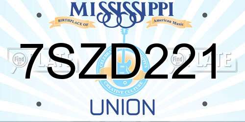 7SZD221 Mississippi License Plate