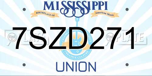 7SZD271 Mississippi License Plate