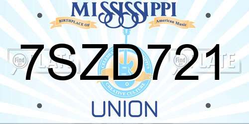 7SZD721 Mississippi License Plate