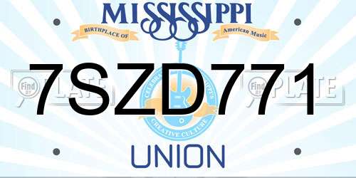 7SZD771 Mississippi License Plate