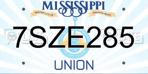 7SZE285 Mississippi License Plate