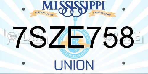 7SZE758 Mississippi License Plate