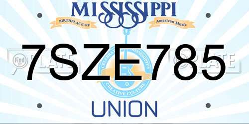 7SZE785 Mississippi License Plate