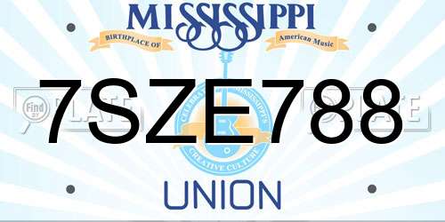 7SZE788 Mississippi License Plate