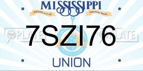 7SZI76 Mississippi License Plate
