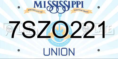 7SZO221 Mississippi License Plate