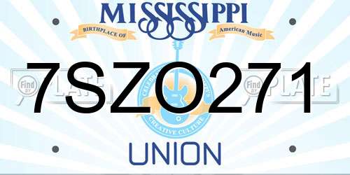 7SZO271 Mississippi License Plate