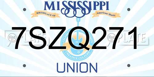7SZQ271 Mississippi License Plate