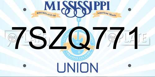 7SZQ771 Mississippi License Plate