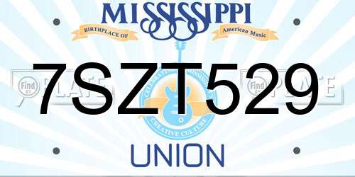 7SZT529 Mississippi License Plate