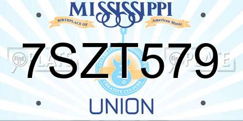 7SZT579 Mississippi License Plate