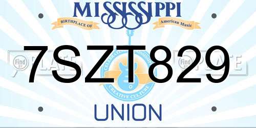 7SZT829 Mississippi License Plate